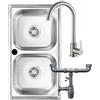 DomoDomo - Lavello da cucina in acciaio inox 78x43 cm - Lavello da incasso in acciaio inox 2 vasche - Set lavello con rubinetto - Sifone da cucina con attacco per elettrodomestici