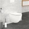 LuxeBath WC Sospeso Senza Bordo Vaso in Ceramica Bianco Corto 49 cm Risciacquo Scarico Tornado con Sedile Softclose Water Sanitari per Bagno Superficie Lucida Facile da Pulire