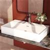 EMKE Lavabo Design Moderno - lavandino Sospeso in Ceramica con Bordo Sottile, Bagno e WC Ospiti,600x360x130 mm,Bianco Lucido, Lavabo Quadrato, Lavabo da Appoggio