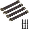 FEEIMOL 4 pezzi Maniglie in Pelle Maniglia per Porte Mobili Cucina Maniglia Dell'Armadio Cassetti Manopole Pomelli Tiretti Manico in Pelle 128 mm