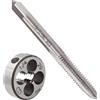 Saipe 2 pezzi 1/4 -20 UNC Tap and Die Set, 1/4 x 20 UNC HSS Filettatura Maschio Die Set, Flauto Dritto Macchina Tap Lega Strumento Filo Rotondo Die Mano Destra, Vite Maschiatura Filettatura Strumento