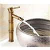 QIYOU Rubinetto miscelatore in ottone dal design retrò in stile bambù, per bagno e lavello, rubinetto per acqua calda e fredda