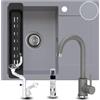 empiria SINK QUALITY SINK QUALITY lavello in granito grigio con rubinetto 58 x 47 - lavello con sifone e impregnante - lavello da cucina grigio con scolapiatti per mobile da 50 pezzi