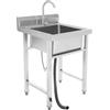 banborba Lavandino in acciaio inox, 60 × 60 × 93 cm, lavello industriale in acciaio inox con rubinetto girevole a 360°, lavello indipendente, 1 vasca, multifunzionale per garage, ristorante, cucina