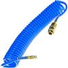 Stix Tubo a spirale per aria compressa SP-PU 5 m, tubo per aria compressa 5/8 mm in PU, pressione max. 10 Bar, con protezione anti-piegatura e accoppiamento rapido, adatto per utensili pneumatici
