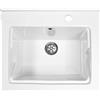 Jo-Bagno.it LAVATOIO PILOZZO RENO CERAMICA 60 x 50 TUTTA VASCA PER TOP O MOBILE DA INCASSO O INSTALLAZIONE CON STAFFE ANCHE IN ESTERNO INCLUSO DI PILETTA IN ACCIAIO E SIFONE (DX Foro Rubinetteria)