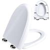 Wttfc Coperchio WC a Chiusura Rallentata, Copriwater Universali Bianco in PP, Tavoletta WC con Smontaggio Rapido con un Clic, Facile da Montare e Pulire, Sedile WC Forma di D/U, 02N, 44x35cm