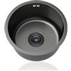 Generico Lavello Cucina 1 Vasca Piccolo Lavandino Cucina Nero Lavelli da Cucina Acciaio Inox Lavabo Rotondo con Set Di Drenaggio,Installazione Appoggio o Sottopiano (Ø 30cm)