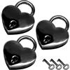 PHITUODA 3 mini lucchetti a forma di cuore, serratura in metallo con chiave, per diari, libri, gioielli, borse, colore nero