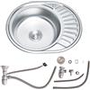Melko 57 cm Acciaio Inossidabile lavello destro ripiano lavello cucina Lavello rotondo lavandino lavello da incasso