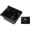 Granitan Set Lavandino + Sifone - Lavatoio da Esterno 42x 34x24 cm - Lavandino esterno per lavanderia, garage, giardino - Lavabo Resistente agli acidi e alle sostanze chimiche - Nero - Granitan