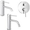 Inbagno Coppia rubinetto lavabo bidet e doccia con deviatore in acciaio inox cromato, scarico universale click clack e corpo incasso incluso, NUEGO