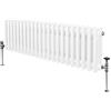 Monster Shop Radiatore Termosifone a 3 Colonne 300mm x 1192mm Moderno Centralizzato Bianco in Acciaio Inox Orizzontale a Parete Cucina Soggiorno Bagno Kit di Fissaggio e Spazzola Inclusi