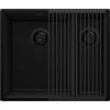 PRIMAGRAN Lavello da Cucina Tutto Nero 56x47cm, Lavandino in Granito a 1,5 vasche + Set di accessori, Lavabo da Cucina Incasso al Mobile 60cm - London Duo Slim S053