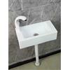 XRB2050 Lavandino a Muro in Resina, 40x20x11cm/15.7x7.9x4.3inch Lavandino Bagno Rettangolare per Piccolo Guardaroba Bagno Wc Degli Ospiti Bianco A - Rubinetto dell'acqua Fredda Singolo