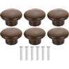QUARKZMAN 6Pcs Pomello Rotondo In Legno Per Cassetto, Diametro 1 5/8 Pomelli Rotondi Per Cassetto In Legno Con Viti Per Mobili Cassetto Comò Armadio Credenza, Noce