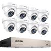 ZOSI 8CH 1080P Full HD DVR Video Sorveglianza con 8 Esterno 2MP Bianco Telecamera Dome, Set Senza Hard Disk, Visione Notturna Infrarossi 24M