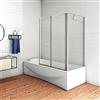GENERIC 120x140cm Parete Doccia Sopravasca Angolare 2 Ante Pieghevoli Vetro 4 mm con Parete Laterale 70cm Vetro Temperato 6 mm Trasparente Telai Cromi Lucidi