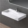 doporro Lavabo Bagno Rettangolare 70 cm, Lavandino Bagno da Appoggio o Sospeso in Minerale Fuso Bianco Lucido, Foro Rubinetto, Scarico Incluso Colossum19
