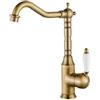 LAKKOAKOAA Rubinetto Cucina Rubinetto Lavello - Anticato Vintage Stile Girevole A 360 ° Monocomando Ottone Miscelatore Cucina Con Regolazione Caldo E Freddo, Rubinetto Lavello Cucina, Bronzo