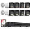 HiLook HIKVISION PoE - Set di telecamere di sorveglianza per esterni, 8 x 8 MP/4 K, con slot per schede SD, visione notturna ibrida e IR, riconoscimento persona/veicolo, 8 CH NVR 4K, 2 TB HDD