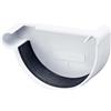 INEFA Testata per grondaia, semicircolare, in PVC 150mm, sinistra, bianco accessori per grondaie pvc, montaggio facile a innesto, Made in Germany