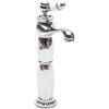 Queeucaer Rubinetto retrò alto 30 cm, colore argento, rubinetto monocomando per lavabo, girevole a 360°, miscelatore monocomando in ottone, beccuccio alto per il bagno