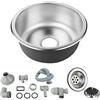 MINGYI Lavello da cucina 1 vassoio, lavello con sifone e piletta, lavello da incasso lavello in acciaio inox 1 vassoio (forma rotonda Φ 41×20 cm)