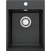 PRIMAGRAN Lavello da Cucina Grafite 38x50cm, Lavandino in Granito a 1 vasca + Sifone Classico, Lavabo da Cucina Incasso al Mobile 40cm - Riga S037