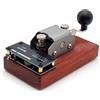 Jieotwice Tasto Dritto per l'Addestramento al Codice Morse, Tasto Telegrafico Manuale, con Feedback Sonoro e Luminoso, Strumento di Comunicazione Radio in Stile Vintage(Base in legno rosso)