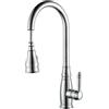 XSDSM Vintage Rubinetto Cucina con Doccetta Estraibile Ottone Rubinetto Lavello con Doccino a 2 Modalità Maniglia Singola Caldo e Freddo Foro Singolo,Colore Cromo