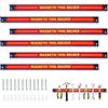 GYMAX Set 6pz Barra Magnetica Portautensili di 46 cm, Rastrelliere da Muro, Scaffale Organizzatore per Atrezzi, Portata di 6x10 kg, Accessori per Meccanico Garage Officina, Rosso
