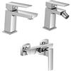 Inbagno Set rubinetti miscelatori lavabo bidet e doccia esterno cromati, scarico click clack incluso, serie Kubo (Set Lavabo Bidet e Doccia esterno)