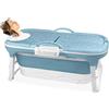 Froadp Vasche da Bagno Pieghevoli per Adulti Vasche Mobili per Bambini con Coperchio Ripiano e Corrimano Indipendenti Vasche da Doccia Portatili Bathtub per il Bagno e l'esterno (118x60x53cm)