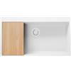 PRIMAGRAN Lavello Angolare Tutto Bianco 88x50cm, Lavandino in Granito a 1 vasca + Set di accessori, Lavabo da Cucina Incasso al Mobile 90cm - Oslo 90 Top S712