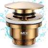 NOLUXA IMEX - Valvola Click Clack Lavabo Universale Oro Spazzolato PVD | Tappo Pop Up per Lavabo e Bidet con Foro di Scarico | Facile Installazione e Resistente a Umidità e Corrosione | Colore Dorato