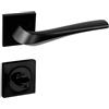 domino Maniglia per porta WC con rosetta - Set da bagno con rosette quadrate per porte del bagno - Set di rosetta per maniglie delle porte del bagno in alluminio nero ADEL-QR SLIM BLACK