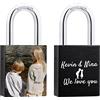 OTXIXTO Lucchetto d'amore Testo Foto Personalizzato per Coppie Innamorati Ponte San Valentino con Chiave - Colore Nero