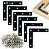 Generic 20 staffe angolari piatte con 100 viti, piastre di giunzione nere a forma di L da 8,9 cm, per lavori di falegnameria e mobili