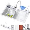 FIVIXIL Lavello da cucina Lavello a cascata digitale Whale Consolle multifunzionale con lavatazze, dispenser di sapone, dispenser a cascata Flying Rain, comando da tavolo (Bianco, 75 * 46 * 22cm)