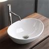 Mai & Mai Lavabo da Appoggio 42x34x14,5cm, Lavandino Bagno da Appoggio Ovale Brüssel205 in Ceramica Nano Rivestimenti Inclusi Bianco Lucido