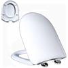 Wttfc Tavoletta WC Universale D Forma, Sedile WC Con Chiusura Ammortizzata e Funzione di Sgancio Rapido, Bianco, Copriwater in PP, 02H, 45x37cm, Facile da Montare e Pulire
