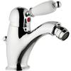 Yellowshop - Miscelatore bagno completo rubinetteria RETRO vintage leva pomo bianco lavabo bidet vasca e doccia incasso esterno in ottone cromato flessibile inox Made in italy (Bidet)