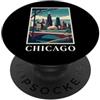 Chicago Travel Art Studio Chicago, orizzonte, illinois, retro, vendemmia, paesaggio urbano, arte PopSockets PopGrip Adesivo