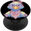 Kawaii Whimsical Pastel Feathered Friend Blu Struzzo Ritratto Uccello Amante Grafica Rosa Occhiali Floreale PopSockets PopGrip Adesivo