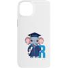 Timowo Studio Custodia per iPhone 14 Plus Elefante Lettera R Alfabeto Design