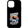 Introvert Gamer Cat Lover Retro Custodia per iPhone 12 Pro Max Gioco introverso controller in mano gatto sul giro retrò