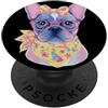 Kawaii Whimsical Pastel Pet Face Graphic Simpatico ritratto bulldog amante dei cani grafico occhiali rosa floreale PopSockets PopGrip Adesivo