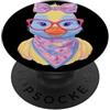 Kawaii Whimsical Pastel Barnyard Face Gr Occhiali rosa con simpatico ritratto floreale di maiale PopSockets PopGrip Adesivo