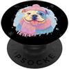 Whimsical Pastel Pup Face Animal Graphic Cute Bulldog Inverno Ritratto Cane Amante Grafica Sciarpa Rosa PopSockets PopGrip Adesivo